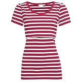 JoJo Maman Bebeジョジョママンベベ(イギリス)/Stripe Feeding T-Shirt ストライプ授乳トップ/サイズS/Red/B4713RWSS/228