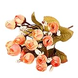 手作りのローズ・シミュレーション・フラワー2本セット人工花、サンセット・レッド