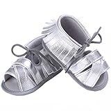夏　可愛い　女の子　プリンセス　　タッセル　サンダル　　ベビー　ベッド　靴　柔らかい　ソフト (12ー18月, 　銀)