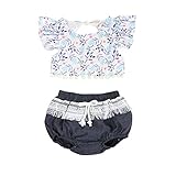 Brightup Newborn Baby Girls Printed Tops Shorts Backless Dress 2 Pieces Party Outfit Set Clothes、 Ru