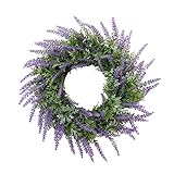 KESOTO ラベンダーリース　花輪　フラワー　造花　ホーム　インテリア　２色選べ - 紫