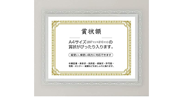 Amazon Co Jp 賞状額縁 サイズ 卓上 縦横対応 おしゃれ フレーム パネル 透明 返金保証有 寄せ書き 功労賞 認定書 感謝状 修了書 卒業証書 表彰状額縁 ホーム キッチン