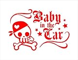 ノーブランド 赤 バンダナ スケルトン Baby in car シール ステッカー デカール