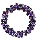 彩か SAIKA 【クリスマス】 リース 紫 パープル デコレーション 飾り Slender Wreath -Pinecone Apple S(Purple) CXO-185Sp
