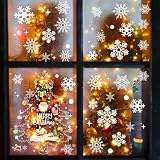 【BEAUTY PLAYER】クリスマス 窓 ステッカー 30* 20cm 4枚 ブルーエルク ウォールステッカー 窓 ウィンドウ クリスマス 飾り 雪の結晶 MERRY CHRISTMAS プレゼント (ブルー)