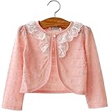 (ハニーブロッサム) HONEY BLOSSOM ベビー ＆ ガールズ お洒落 ウェア 【 お花 × フリル コットン レース ボレロ カーディガン 】 可愛い フラワー モチーフ コサージュ 付き 
