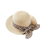 (よキーよ)Yokeeyoベビー用ハット　紐付き　麦わら帽子　ちょう結び　リボン飾り 赤ちゃんキャップ　通気性のいい　水玉プリント　女の子 男の子　男女通用　紫外線 UVカット 日よけ止め 日焼け防止