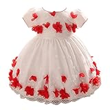 Candykids　ベビードレス ベビーデイジー 結婚式 セレモニードレス フォーマルドレス 子供服 女の子 　赤ちゃん お宮参り ティアードスカート　ベビードレス フォーマルドレス (90cm, レ