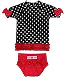 RuffleButts ラッフルバッツ　ラッシュガード水着上下セット　ビンテージポルカドット (4T(100-110cm)) [並行輸入品]