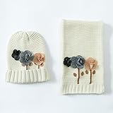 ツバメ--屋 キッズ 帽子スカーフ ニット帽子 男の子 女の子 赤ちゃん帽子+スカーフ ニットキャップ 可愛い仮装 衣装 子供帽子 スカーフ 秋冬 防寒 お出かけ (S)