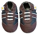 Ministar Boysベビー乳児幼児用Prewalkerレザーシューズ – ネイビー&ブラウン カラー: ブルー