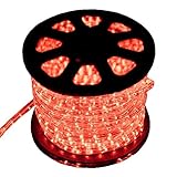 LEDロープライト 赤 50m チューブライト 1250球 直径10mm イルミネーション 高輝度 AC100V クリスマス 照明 デコレーション 防水 屋外
