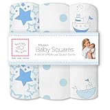 スワドルデザインズ (SwaddleDesigns) おくるみ Muslin Squares 70cm 3枚セット (ブルー) [並行輸入品]