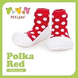 アティパス attipas ベビーシューズ ポルカドット レッド XLサイズ（13.5cm）