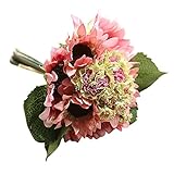 POTOJP 造花 手作り 造花 ヒマワリブーケ 枯れないお花 本物みたい 工芸 高級 贈り 壁掛け 結婚式 誕生会 二次会 お祝い 花束プレゼント インテリア 华道 (ピンク)