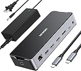 USB Cドッキングステーション 3 モニター ラップトップ MOKIN ドックデュアル モニター 2 HDMI DisplayPort 4K144Hz,USB A 2.0/3.0,USB C 3.1 10Gbps&30W 出力,イーサネット,MicroSD&SD,オーディオ&マイク,MacBook Pro/Air/Dell XPS/HP幅広い互換性 150W DC 電源