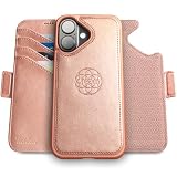 Dreem iphone 16 ケースウォレット、画期的なスマートフォンスタンド、ヴィーガンレザー、MagSafeフィット対応、マグネット着脱式フリップカバー、RFID保護カードホルダー、ギフトボックス入り、Fibonacci：ローズ