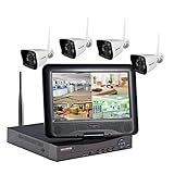 YESKAM 10.1 Inch LCD Monitor NVR Wireless KIT,4pcs Waterproof WiFi IP Camera with Night Vision, All 