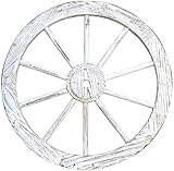 天然木製 車輪トレリス アンティークホワイト 直径60cm×厚さ35mm アンティーク調仕上げ WT-60WHT