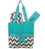 Grey & White Chevron Print 3pc. Diaper Bag (Aqua) by NGIL [並行輸入品]