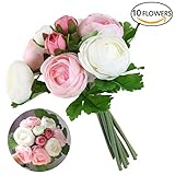 ultniceブライダルWedding Bouquets人工椿の花ホームウェディング装飾用(ピンクホワイト)