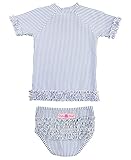 Rufflebutts ラッフルバッツ キュートなストライプ柄のフリフリ ラッシュガード 水着（パステルブルー） (18カ月～24カ月（80cm）) [並行輸入品]