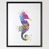 Dignovel Studios 8X10 Seahorse watercolor print Sea life art Nursery decor baby shower gift Kids Art