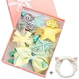 NAKIQ 可愛いヘアピン ベビー小物 ヘアアクセサリ アクセサリー ブティック ヘアボール 4色+猫耳 ヘアバンド カチューム 洗顔 (イエロー)
