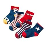 LAVIE　5足セット 可愛い　ソックス　靴下　男の子 女の子　子供　綿　秋冬　ネイビー　S（1-3歳）