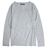 授乳服 長袖 Tシャツ 授乳口付き 無地 長袖Tシャツ 産後対応 マタニティウェア グレー-M7826 M