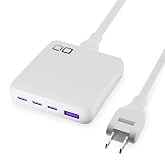 CIO NovaPort SLIM QUAD for DESK 薄型急速充電器 67W USB-C×3 USB-A×1 4台同時充電 (ホワイト) | デスク常設に最適, 電源ケーブル1.5m付属, iPhone対応, MacBook対応, 超薄型で