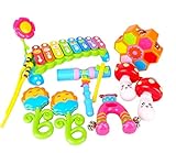 o-toys 10個入り子供用楽器パーカッションリズム玩具幼児用ベビー用幼児Preschool Rattle Xylophone教育初期学習Percussionおもちゃセット