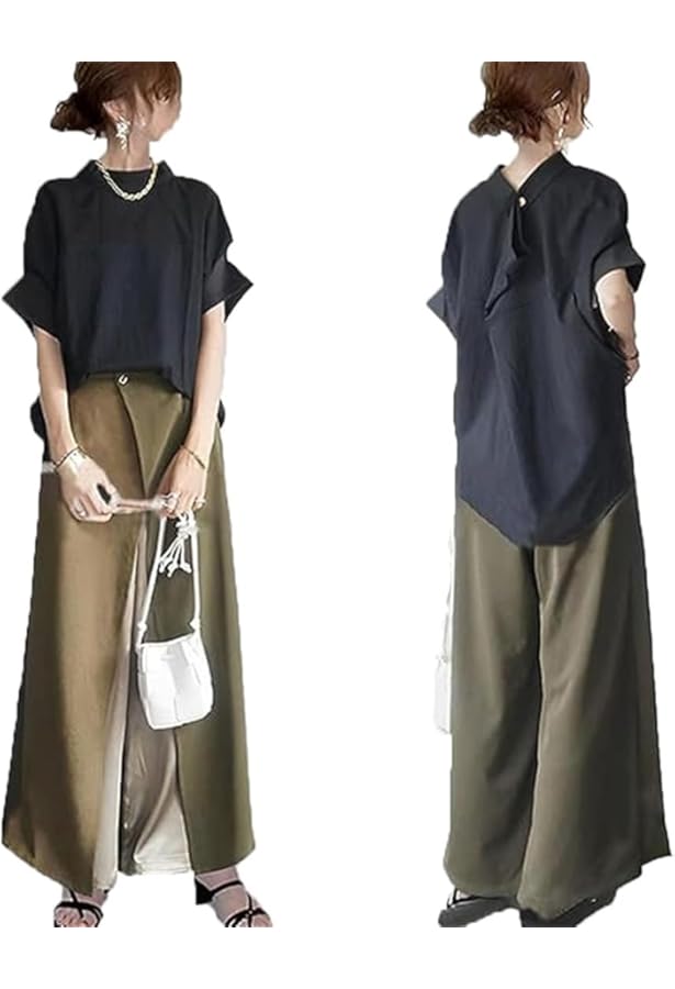 Amazon | レディース シャツ ワイドパンツ セットアップ 2点セット