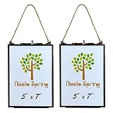 Nicola Spring Hangingガラスヴィンテージフォトフレームでロープ – 5 x 7写真 – パックof 2