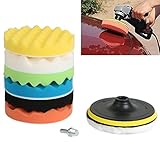 ポリッシャー スポンジ バフ 電動ドリル用 8点セット 洗車 ワックスがけ 研磨 塗装 125mm 150mm 180mm 3サイズ選べる 電動ポリッシャー アダプター パッド 研磨バフ