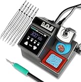 SUGON A9 精密はんだ付けステーション 2秒で900°Fに高速加熱 120W はんだごてステーションキット 6つのはんだごて先 3つのプリセット温度 220-1000°F、℃/℉、はんだごて交換用ラック
