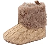 C-Princess 幼児 ベビー用 ニット ブーツ ファーストシューズ ルームシューズ 子供靴 赤ちゃん 女の子 男の子 歩行サポート モコモコ 暖かい 防寒 カーキ 12cm