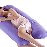 Nunubee バイオレット U型妊婦枕 妊婦抱き枕　授乳クッション U型ビッグサイズ 多機能 ハグピロー 寝心地サポート枕 横寝 昼寝 トラベルクッション 母の日 142*82cm