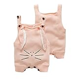 ZooArts ベビー服 ロンパース ニット コットン 新生児サイズ かわいい 兎の耳 女の子 男の子 子供服 カバーオール ワンピース 赤ちゃん服 夏用 秋用 あんよしはじめる (80（9-12ヶ月