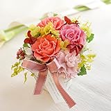 【ベルシック】 プリザーブドフラワー　ミディアンローズ　ピンク　 枯れないお花　お祝・お見舞い　クリアケース付