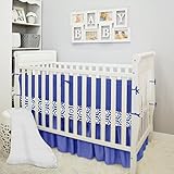 Royal Blue and White Geometric Modern Design Baby Crib Bedding 4 Piece Set by BabyBebe