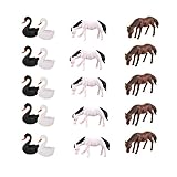 Baoblaze 20点セット　マイクロ風景装飾　馬＋スワン　ミニチュア　ドールハウス　盆栽　インテリア