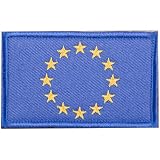 EU国旗 ワッペン 刺繍入り アップリケ 8cm×5cm サバゲー ミリタリー アイロン対応 NYANDELMO ND-0171-R01-EU