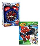 Ultimate Spiderman Twin Bell Alarm Clock Bundle with Crayola Mini Coloring Pages with 6 Markers [並行輸