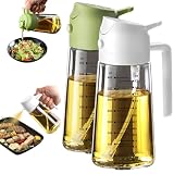 TrendPlain オイルスプレー 料理用 470ml - 2in1 油 スプレー ボトル & ディスペンサー キッチンガジェット エアフライヤー サラダ バーベキュー用 ホワイト＆グリーン