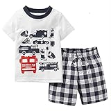 hooyi男の子子供パジャマコットン半袖パジャマセット警察車 (白い, 6)