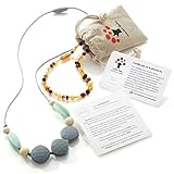 Baltic Amber Teething Necklace for Baby (MultiColor) and Silicone Teething Necklace Gift Set for Mom