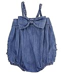RuffleButts Infant / Toddler Girls Light Washデニムbow-frontバブルロンパース US サイズ: XS カラー: ブルー