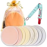 4 Pairs of Washable Bamboo Nursing Pads by IntiMom - Breastfeeding & Nursing - Reusable, Leak-Proof,