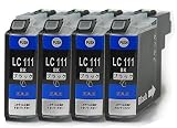 ZAZ LC111BK ブラック4個セット ICチップ付き BROTHER 互換インク 残量表示可能 DCP-J552N DCP-J557N MFC-J727D DCP-J752N DCP-J757N MFC-J820DN MFC-J827DN MFC-J870N MFC-J890DN DCP-J952N DCP-J957N (LC111BK×4個 )